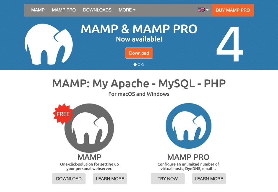 MAMPのサイトトップページ