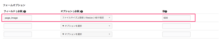 フォームオプションの設定
