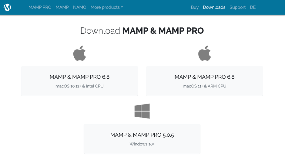 MAMPのダウンロードページ