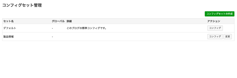 コンフィグセット管理