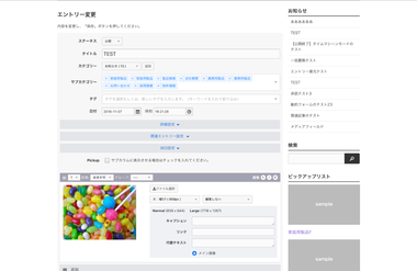 閲覧側での編集画面