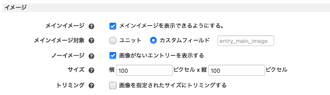 メインイメージ対象をカスタムフィールドに設定している管理画面