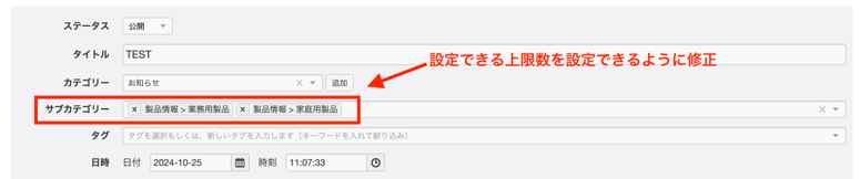 エントリー編集画面
