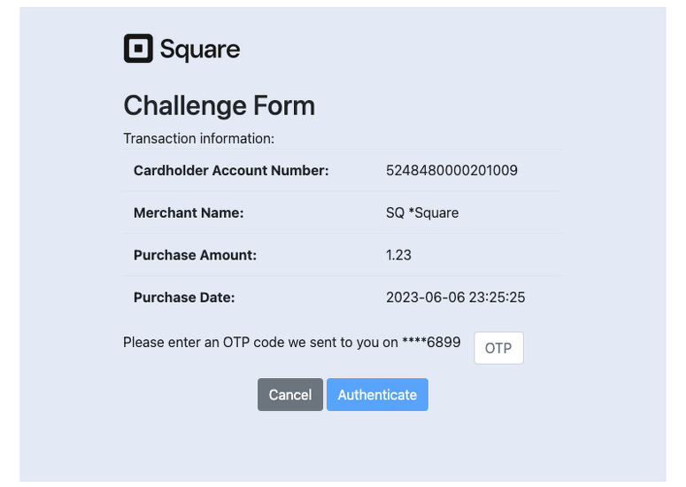 3Dセキュアの追加認証を行うためのモーダル